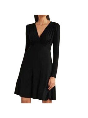 Boden Black Jersey Long Sleeve Empire Waist Mini Dress Womens Size 6